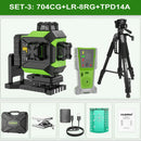 Huepar 704CG 16 Linhas Nível Laser 4D Auto-nivelamento Linha Cruzada Verde Ajuste Brilhante Alinhamento Ferramenta Laser com Bateria de Iões de Lítio